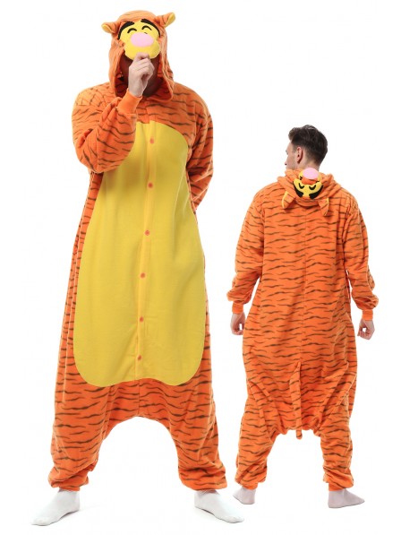 Mens Tigger Onesie Pyjama Kostüm Für Erwachsene Schlafanzug