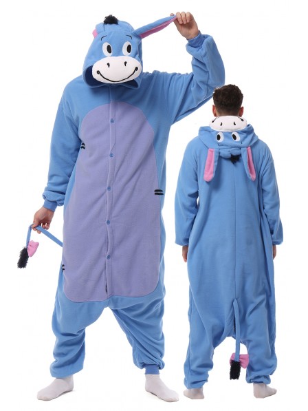 Mens Eeyore Onesie Pyjama Kostüm Für Erwachsene Schlafanzug