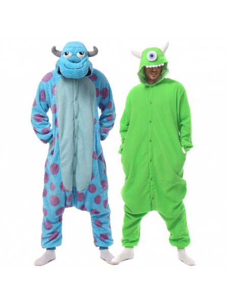 Sulley & Mike Wazowski Onesie Pyjama Kostüm Für Erwachsene Schlafanzug