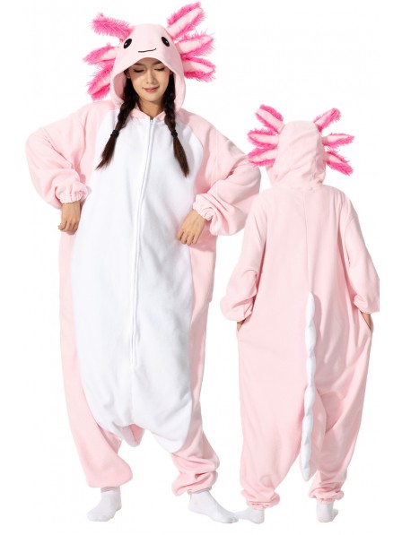 Pink Axolotl Onesie Pyjama Kostüm Für Erwachsene Schlafanzug
