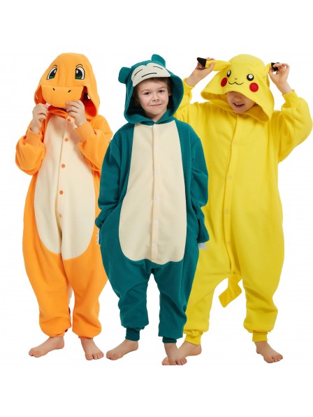 Kinder Pokemon Costume Snorlax & Charmander & Pikachu Onesie Pyjama Kostüm Schlafanzug