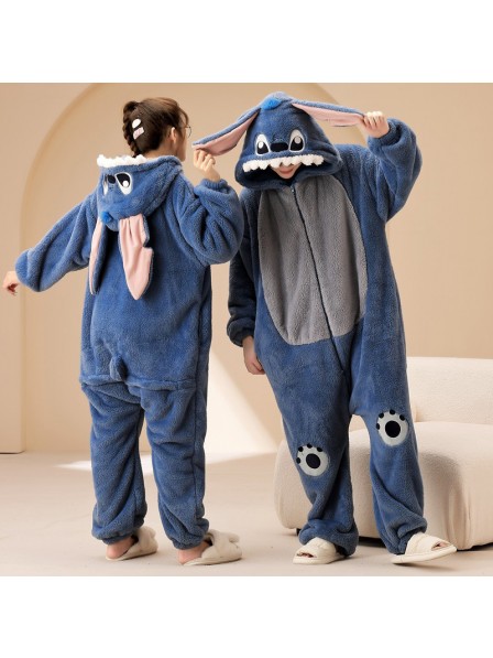 Stitch Einteilige Pyjamas Nachtwäsche Reißverschluss Onesies für Erwachsene