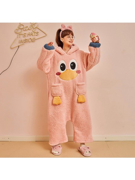 Rosa Cartoon Nachtwäsche Pyjama Einteiler Jumpsuits für Damen