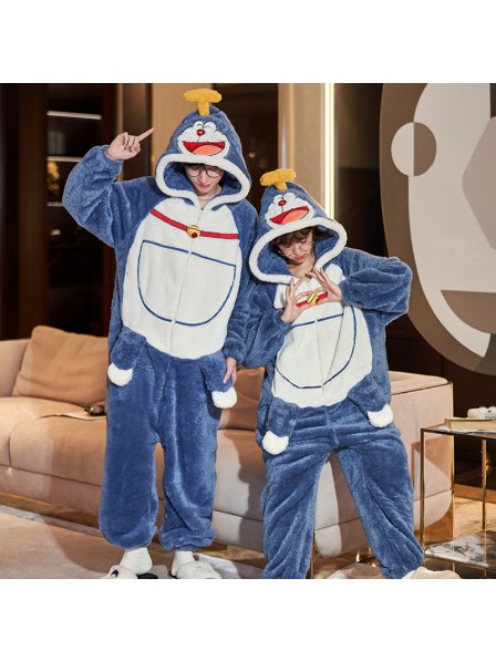 Doraemon Plüsch Einteiler Pyjama warme Hauskleidung mit Kapuze