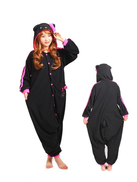 Schwarze Hello Kitty Katze Pyjama Onesie Tier Schlafanzug Kostüm