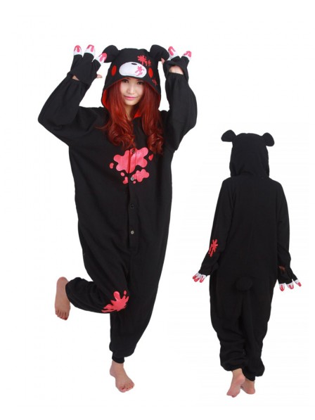 Schwarz Gloomy Bear Pyjama Onesie Tier Schlafanzug Kostüm