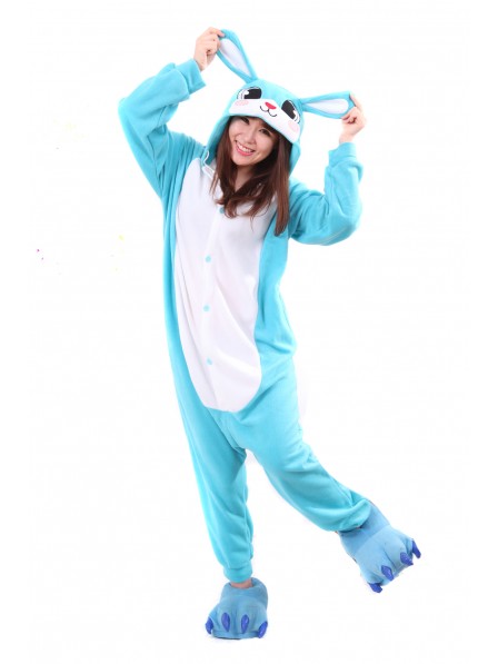 Blaues Häschen Pyjama Onesies Tier Schlafanzug Kostüm