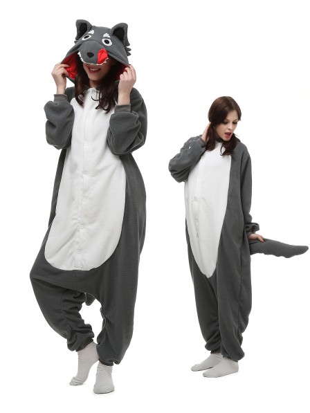 Grauer Wolf Pyjama Onesies Tier Kostüme Für Erwachsene Schlafanzug Kostüm