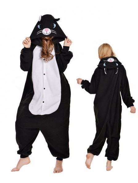 Schwarze Katze Pyjama Onesies Tier Kostüme Für Erwachsene Schlafanzug Kostüm