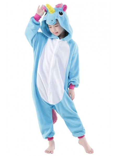 Blaues Einhorn Onesie Kinder Tier Kostüme Für Jugend Schlafanzug Kostüm